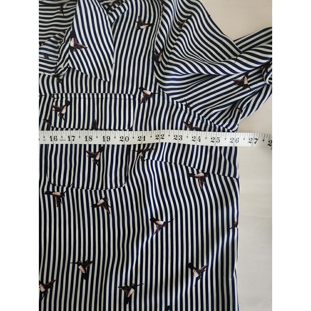 Roz& and Ali all over navy Striped hummingbird novelty print blouse sz 2X career - Picture 11 of 12